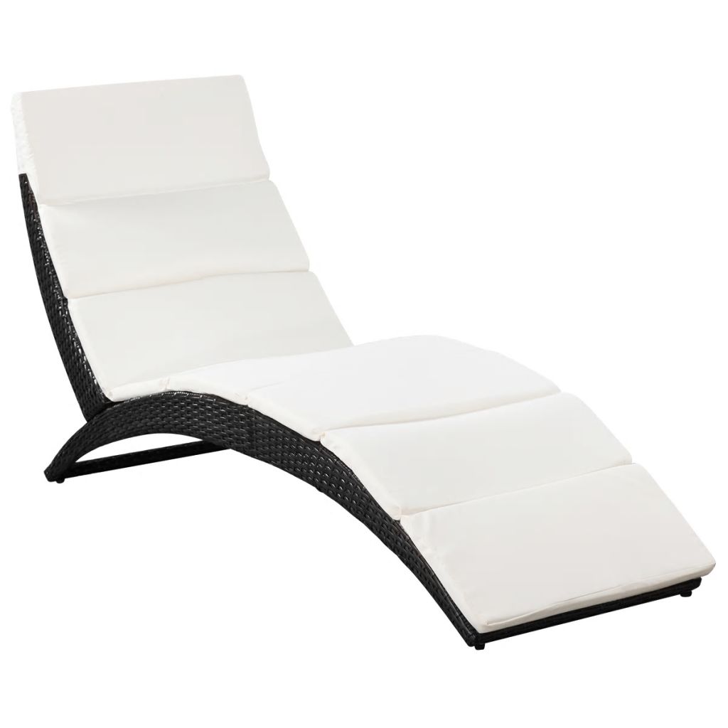 vidaXL Patio Lounge Chair Outdoor Chair Folding Sunlounger Sunbed Poly Rattan - image 5 of 25