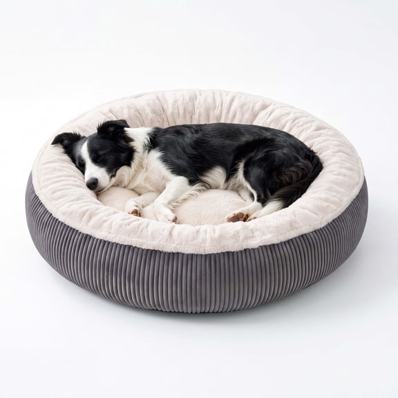 Dog Bed Orthopedic for Large Dogs -Plush Donut Cuddler with Removable Washable Cover, Non-Slip Corduroy Round Pet Bed, Diameter: 33.1 Inches