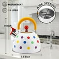 thumbnail image 5 of H Haus Roland Tea Kettle Stovetop Whistling Colorful Polka Dots Kettle Stainless Steel Tea Pot Foldable Handle 2.6 Quart / 2.5 Liters Polka Red, 5 of 7