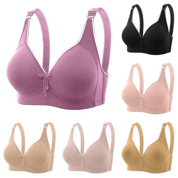 HNMKIU Women's Plus Size Comfortable Breathable Wire Seamless Four Clasp Maternity Bra Enhancing Lift Design