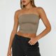 thumbnail image 2 of tops de tubo para mujer tops cortos sin tirantes básico sin espalda sin mangas bandeau lindos trajes de verano sexy tops sólidos café / m, 2 of 7