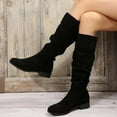 thumbnail image 6 of hopeusnice Women's Slouch Knee High Boots Suede Over The Knee Boots Flat Boots Pull On Mid Calf Boots Fashion Comfortable Fall Winter Shoes Black 38, 6 of 6