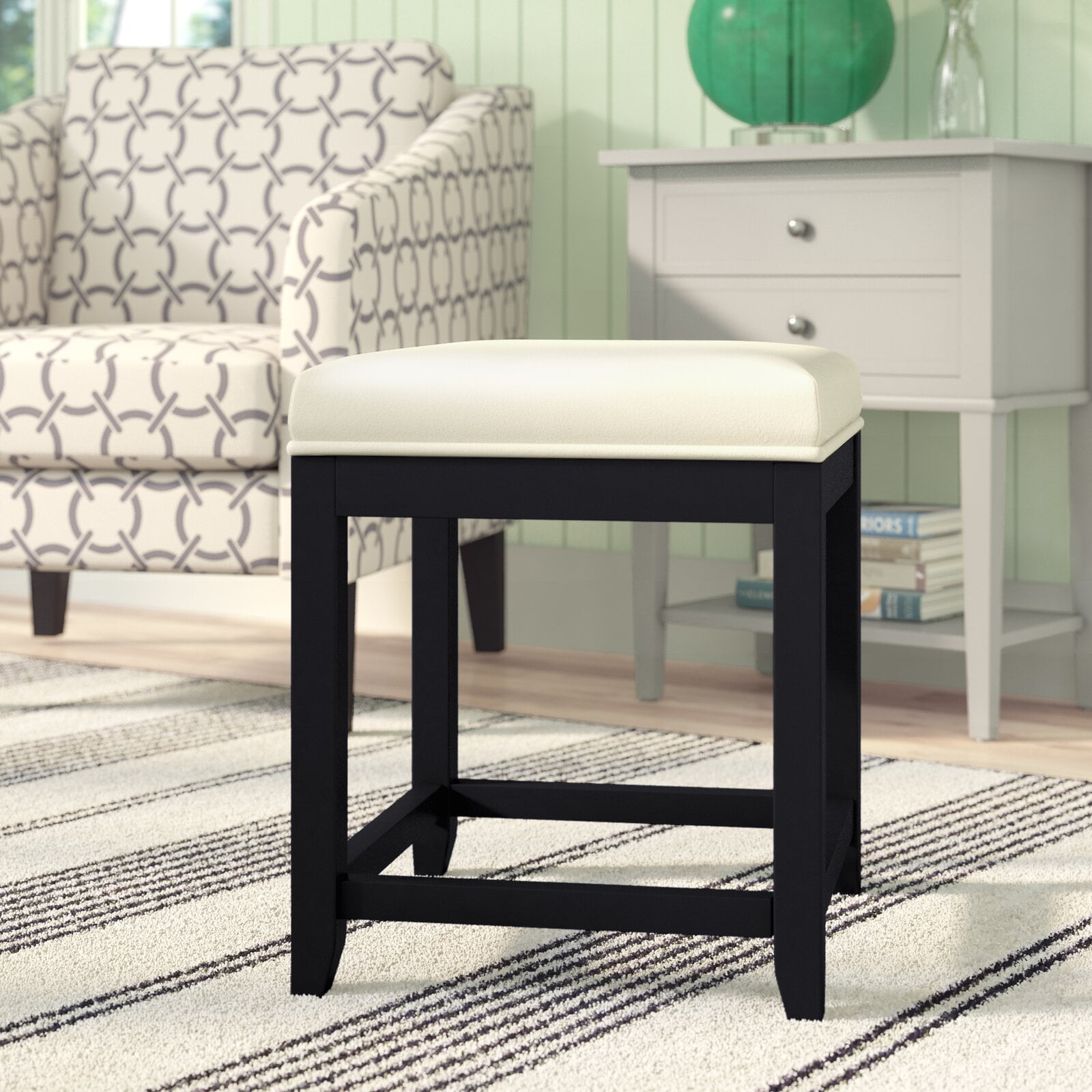 Manette Vanity Stool Overall 19.25 H x 15.75 W x 15.75 D