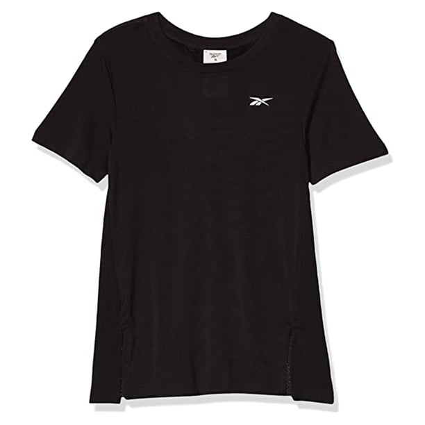 Reebok Workout Ready Supremium - Camiseta gráfica para mujer, color negro, talla mediana Reebok Camiseta gráfica