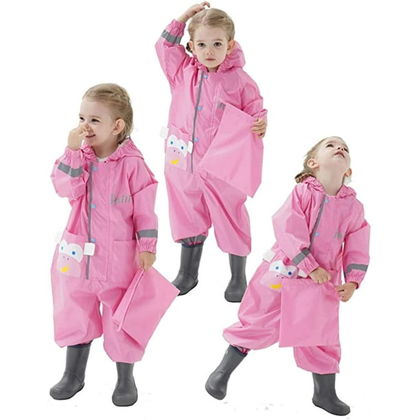 One Piece Kids Rain Suit Muddy Buddy Raincoat Coverall Baby Boys