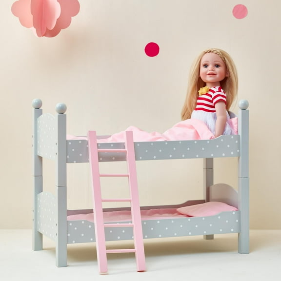 Olivia's Little World 18" Doll Wooden Convertible Bunk Bed, Gray
