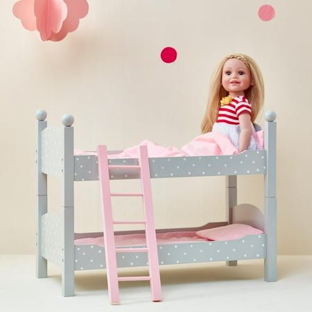 Olivia's Little World 18" Doll Wooden Convertible Bunk Bed, Gray