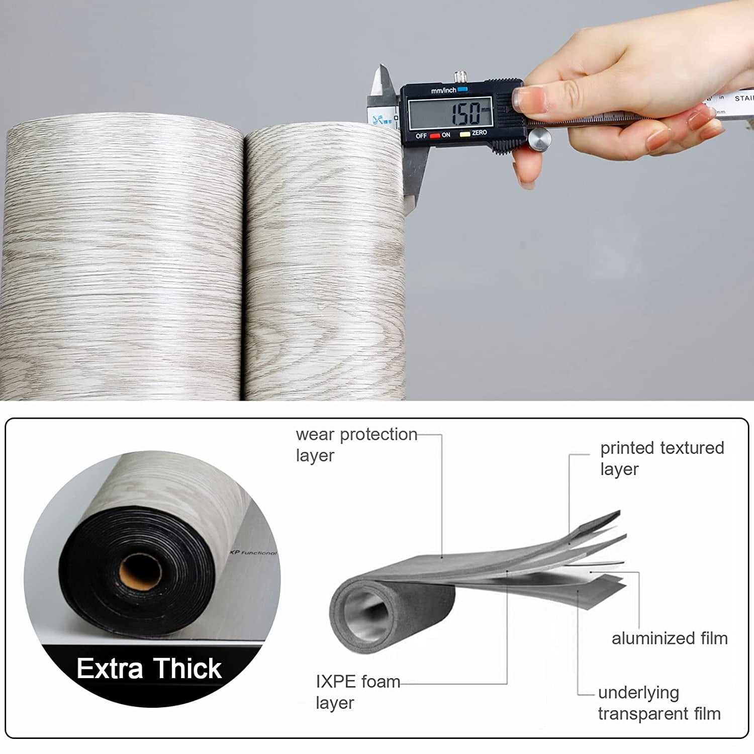 Homease PVC Peel and Stick Vinyl Flooring Roll 23"x 196"/32 Sq.Ft,Thicken Self-Adhesive Vinyl Wood Planks - Waterproof, Wear-Resistant,Easy DIY Install - Gray Maroon