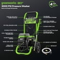 thumbnail image 2 of Hidrolavadora de doble puerto Greenworks de 80 V y 3000 PSI (2.0 GPM), solo con herramientas, lo suficientemente potente como para eliminar la suciedad y mugre molestas en revestimientos, cercas, pati, 2 of 5