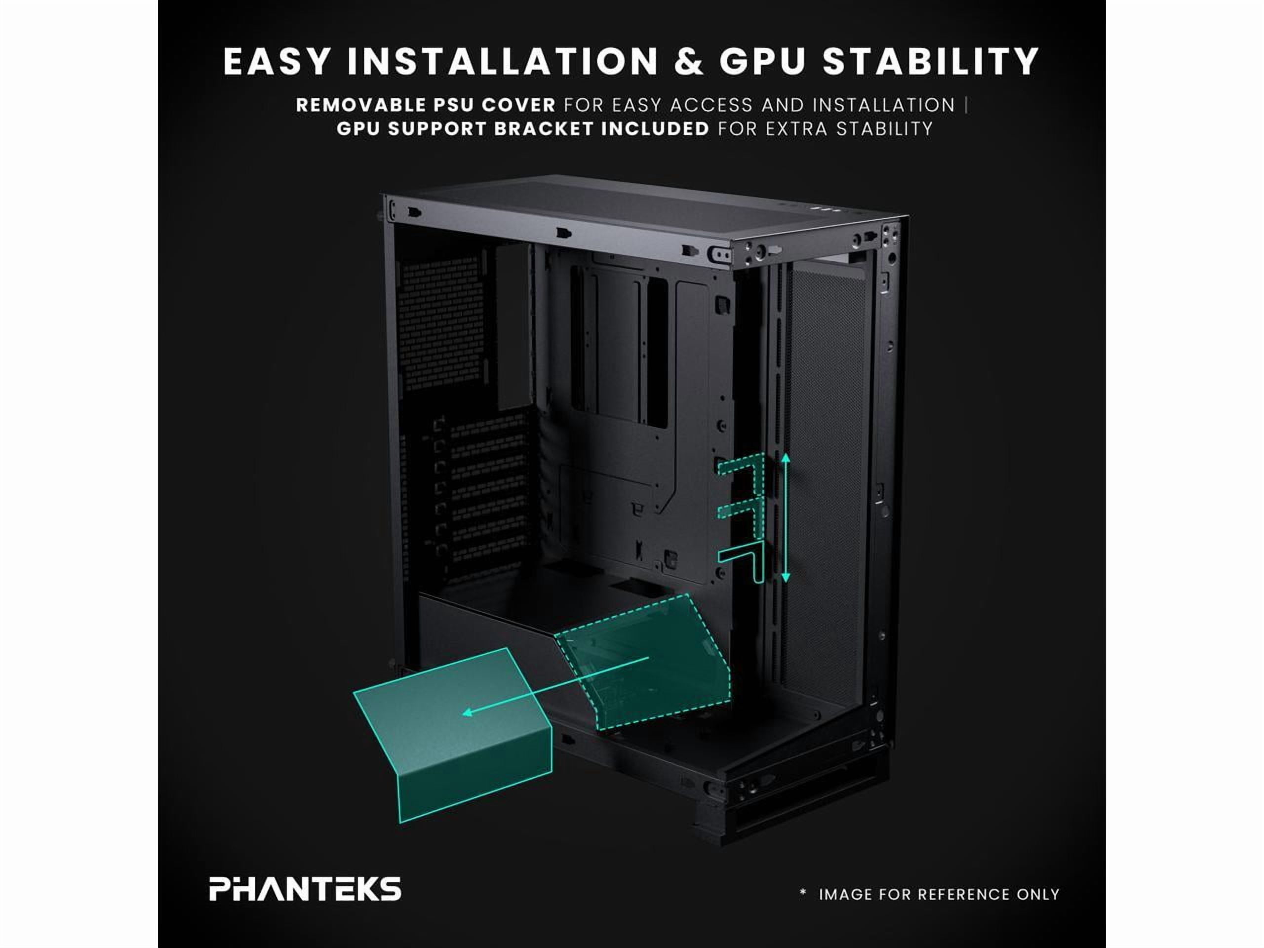 Phanteks NV5S, Showcase Mid-Tower ATX Chassis, High Airflow Performance, Integrated D/A-RGB Lighting, Seamless Tempered Glass Design, 7 Fan Positions, Black