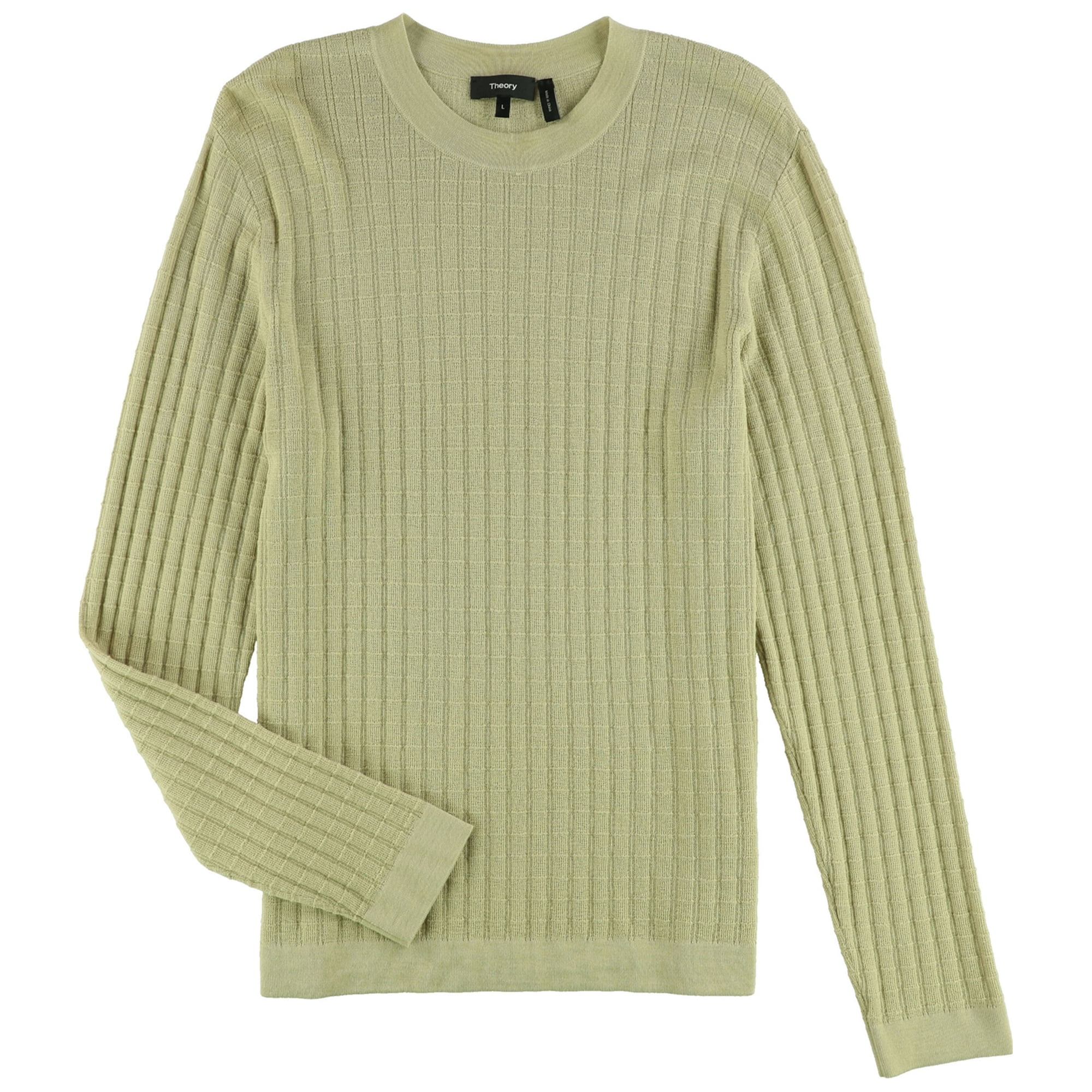 Theory Mens 100 Wool Pullover Sweater, Beige, Large