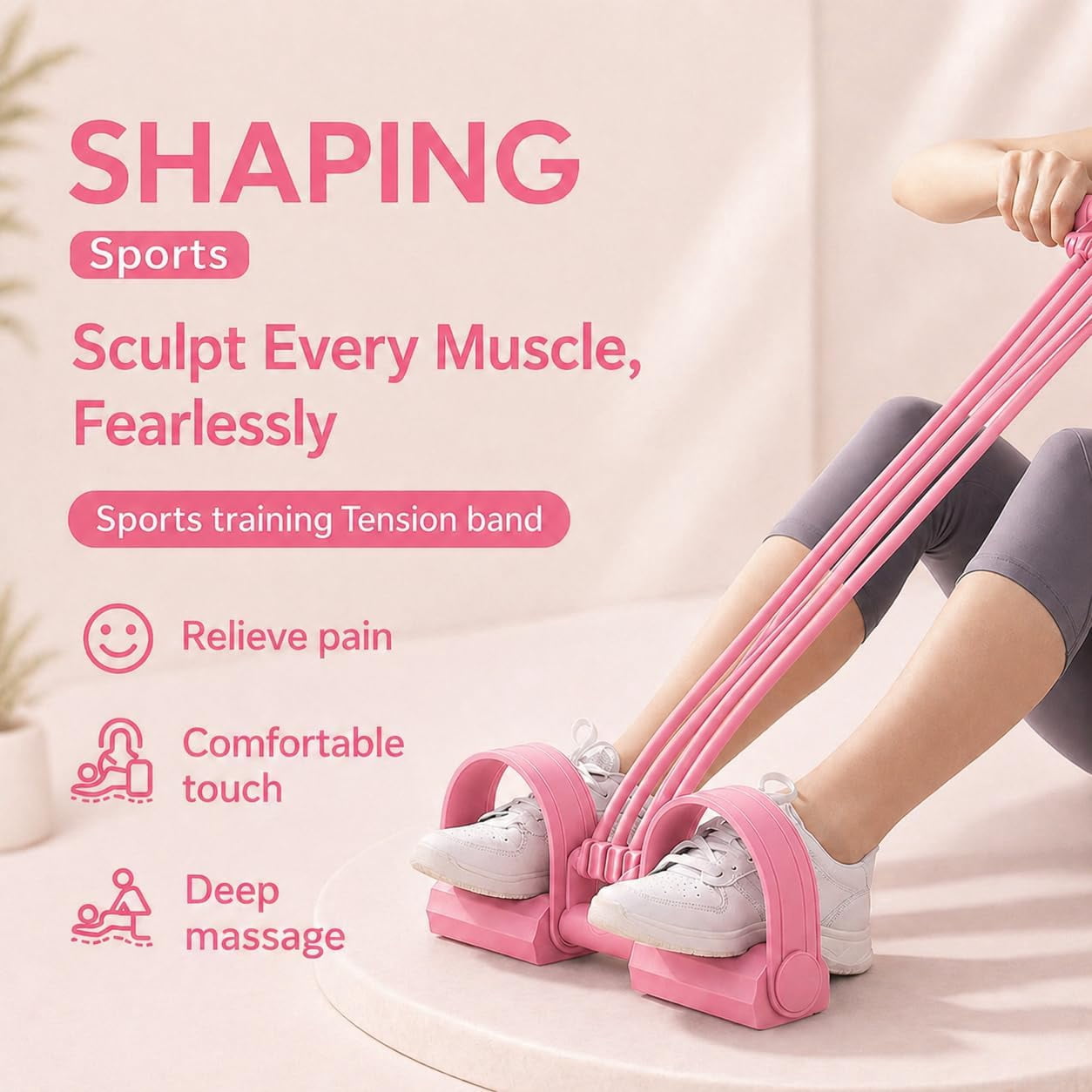 2026 Upgrade Pedal Resistance Band with Handle,8 Tube Detachable Elastic 3-in-1 Multifunctional Foot Pedal Resistance Assistance Expander for Foot Pedal Pull, Back Stretch & Chest Expand