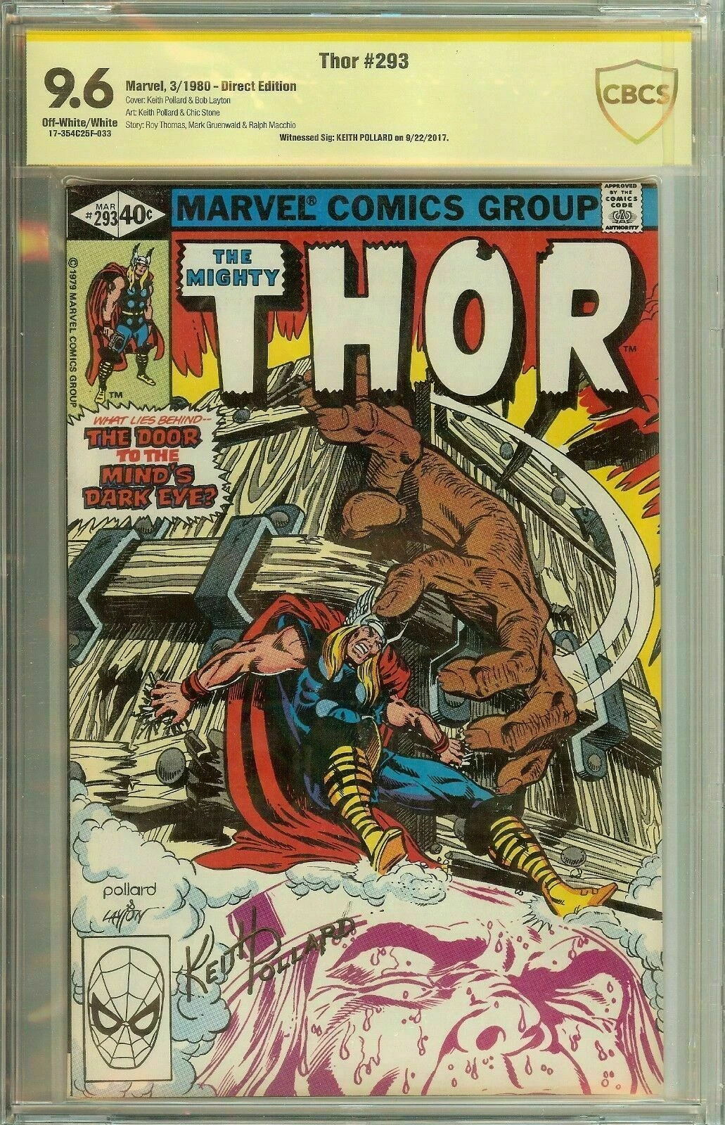 The Mighty Thor #293 Signed Artist Keith Pollard CBCS 9.6