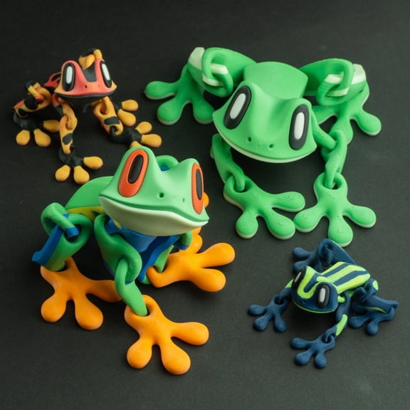 Aousin 3 Style 3D Printed Magnetic Frog Animals Relaxation Ornaments, Magnetic Attachment on Legs Adhesive to Various Places for Diverse Play