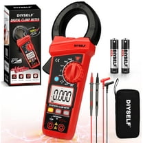 DIYSELF Digital Clamp Meter – 600A AC/DC, 6000 Counts, Auto-Ranging Multimeter with Non-Contact Voltage, Backlit Display, Temperature Test, Diode & Continuity, CAT III 600V, Clamp Multimeter
