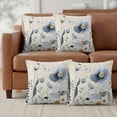 thumbnail image 6 of Set of 2 Gradient Blue Flower Pillow Covers 20x20 Inch, Watercolor Country Spring Blue Floral Butterfly Newspaper Texture Decorative Throw Pillow Cases Cotton Cushion Covers for Sofa Couch Bed Decor, 6 of 9