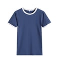 thumbnail image 4 of Camiseta de mujer Blusa casual de manga corta con costuras en bloque de color, Azul, S Monstrate AP002400-06, 4 of 7