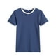 thumbnail image 4 of Camiseta de mujer Blusa informal de manga corta con costuras en bloque de color, Azul, L Noticed AP002400-08, 4 of 5