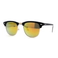 thumbnail image 3 of Mens Hipster Classic Half Horn Rim Iconic Sunglasses Black Gold Orange Mirror, 3 of 4