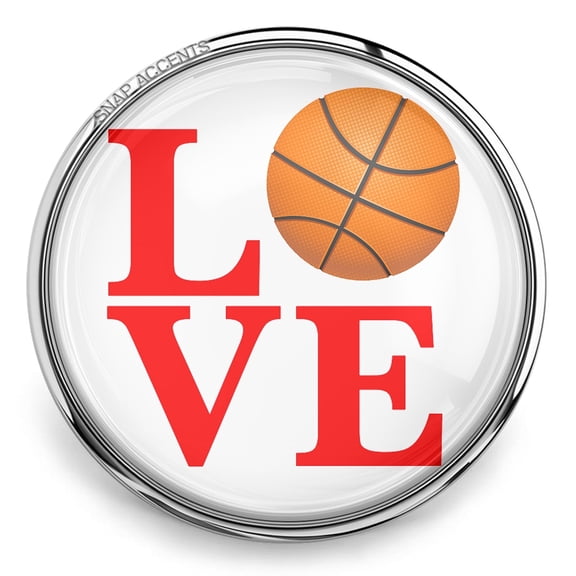 Choose Color | Basketball Love Snap Jewelry Ginger Charm Button, For Interchangeable DIY Customizable Accessories