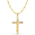 thumbnail image 1 of 14K Yellow Gold Crucifix Stamp Charm Pendant with 3.1mm Figaro 3+1 Chain Necklace - 22", 1 of 4