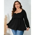 thumbnail image 4 of Women Plus Size Shirts Notched Neck Long Sleeve Blouse Casual Tops, 4 of 5