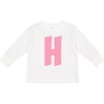 thumbnail image 3 of Inktastic Pink and White Polka Dots Letter H Boys or Girls Long Sleeve Toddler T-Shirt, 3 of 5