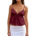 thumbnail image 2 of Peplum Camisole Tops for Women Summer Spaghetti Strap V Neck Bow Front Cropped Flowy Y2k Going out Tank Tops, 2 of 5