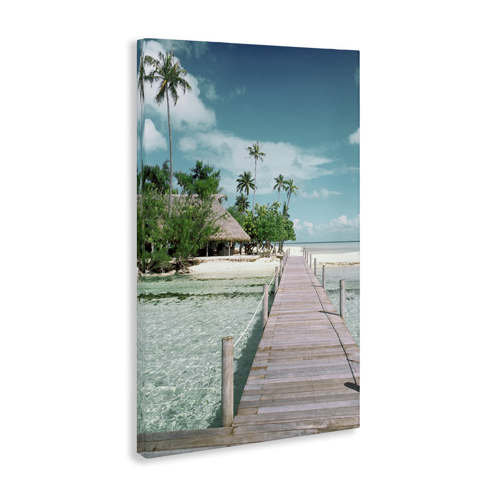 Stupell Industries Tropical Bungalow Bridge Nautical & Beach Photography Wrapped Canvas Art Print Wall Art, 16 x 24