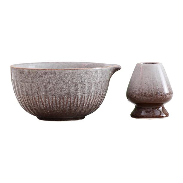 Cuenco de cerámica para matcha con soporte para batidor, taza para té verde, para gachas y zumos. Estilo B