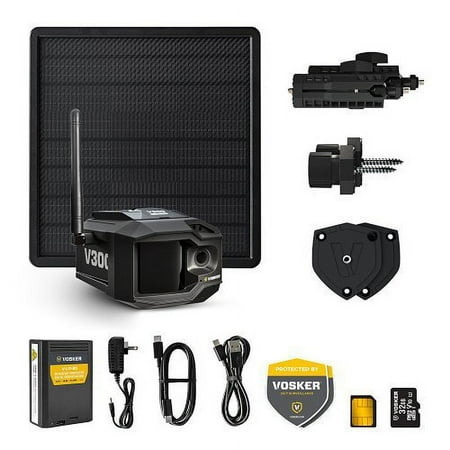 Vosker - V300 Ultimate Outdoor Wireless 1080p Security System with External Solar Panel - Black