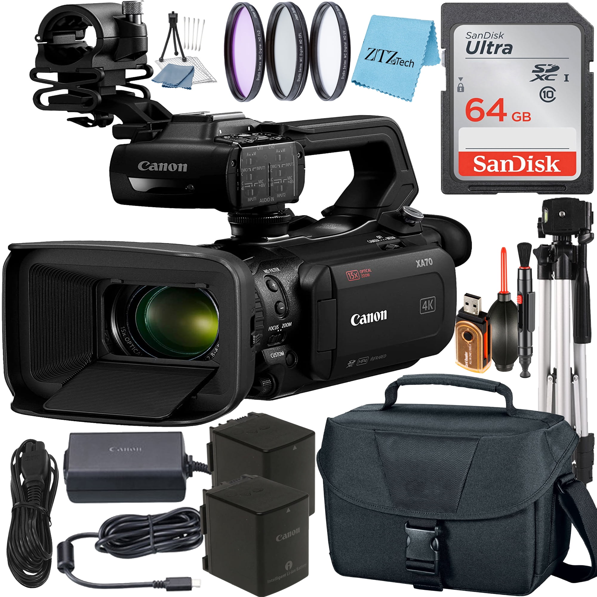 Canon XA70 UHD 4K30 Camcorder with DualPixel Autofocus + SanDisk 64GB