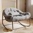 thumbnail image 3 of Garvee Outdoor Rocking Chair with Cushion, 36.6 x 33 x 25.2", Oversized Papasan Rocker, Grey, 3 of 8