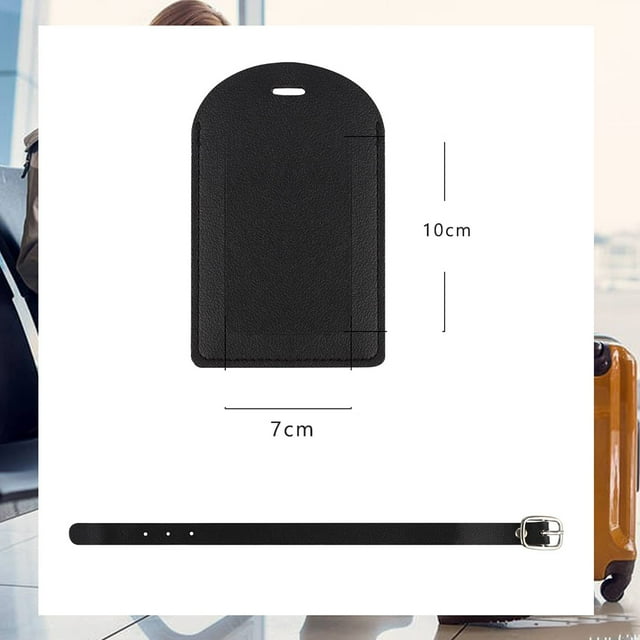 Luggage Bag Tags Leather Travel ID Labels Suitcase Name Tags with Snap -
