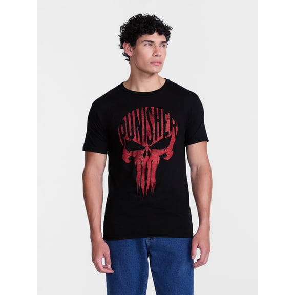 Punisher Men's and Big Men's Skull Cotton Graphic Tee with Short Sleeves, Sizes S-3XL