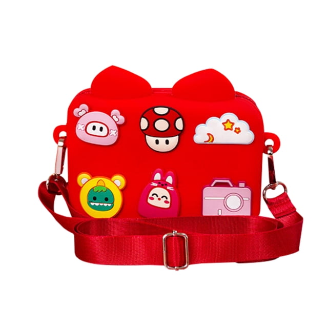 Bandolera de silicona de dibujos animados Crossbody Mini bolsa portátil para viajes escolares Estilo de hebilla al azar, rojo Inevent AP001516-01B