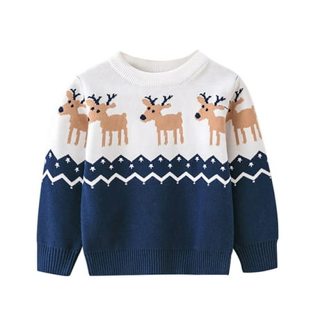 

SYNPOS Toddler Little Kid Boy Girl Cute Elk Christmas Sweater Pullover Tops