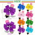 thumbnail image 2 of 8PCS Back to School Bow Hair Clips Colorful Pencil Hair Bow Barrettes Ponytail Holder Grosgrain Hairgrips Cheer Hair Bows Tie for First Day of School Kids Cheerleader Hair Accessories, 2 of 6