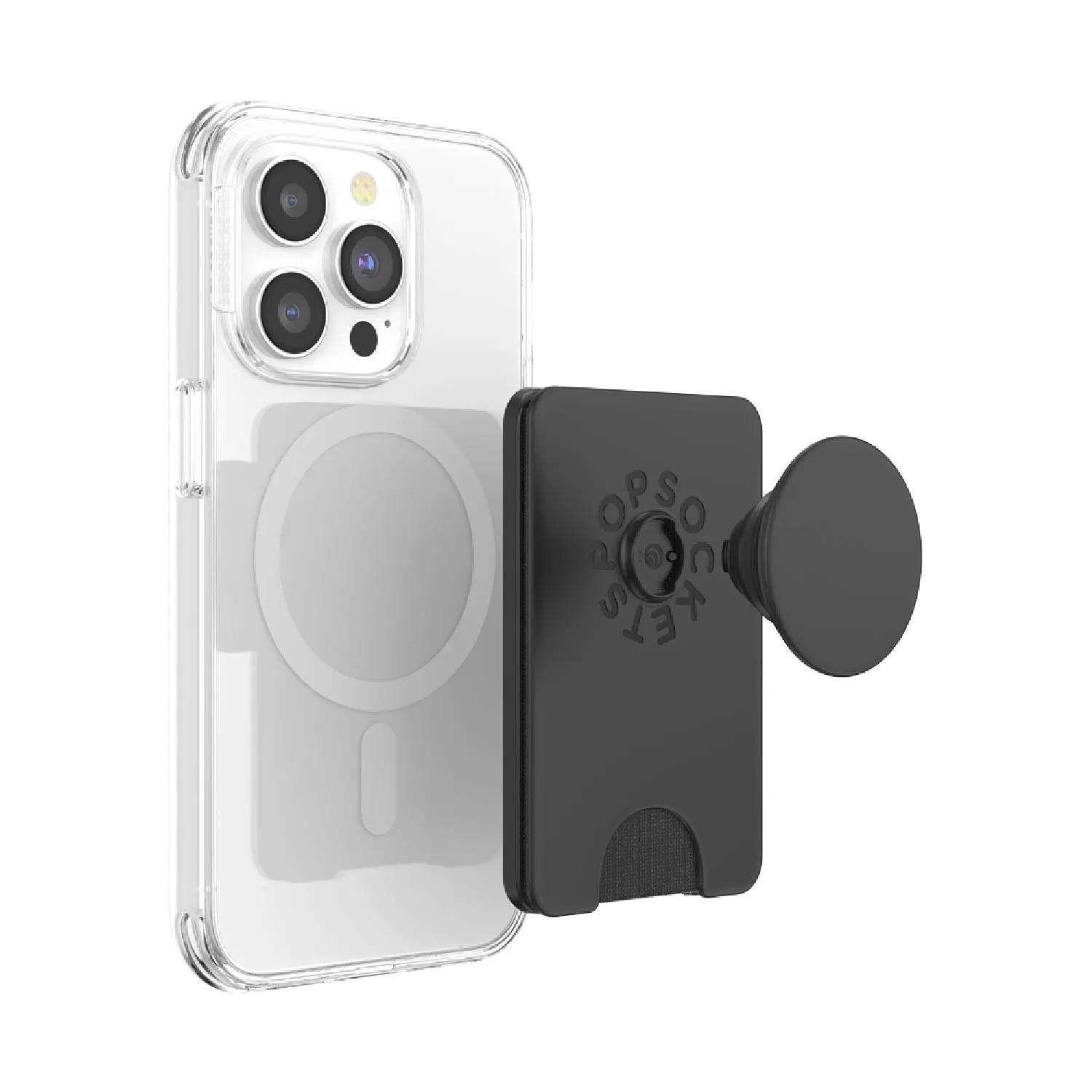 PopSockets Phone Wallet for MagSafe, Grip & Kickstand, Black photo 1