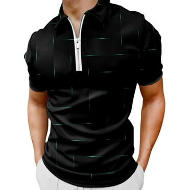 Pzocapte Polo Shirt Mens Polo Polo Shirts for Men 3 Pack Mens Polo Shirts Spring New 3D Printing Fashion Trend Easy To Wear Casual Zipper Men's Short Sleeve Shirt Men Sporty Golf Shirts Men Polo