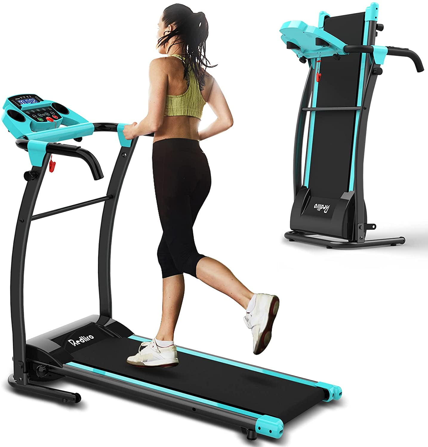 Electric Compact Treadmill Foldable Exercise Walking Machine with Portable  Wheels for Home Small Apartment /Office Jogging Folding Easy Assembly 12  Preset Program with LCD Display - Walmart.com