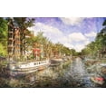 thumbnail image 2 of Hausenflock, Alan 32x23 Gold Ornate Wood Framed with Double Matting Museum Art Print Titled - Amsterdam Waterway, 2 of 4