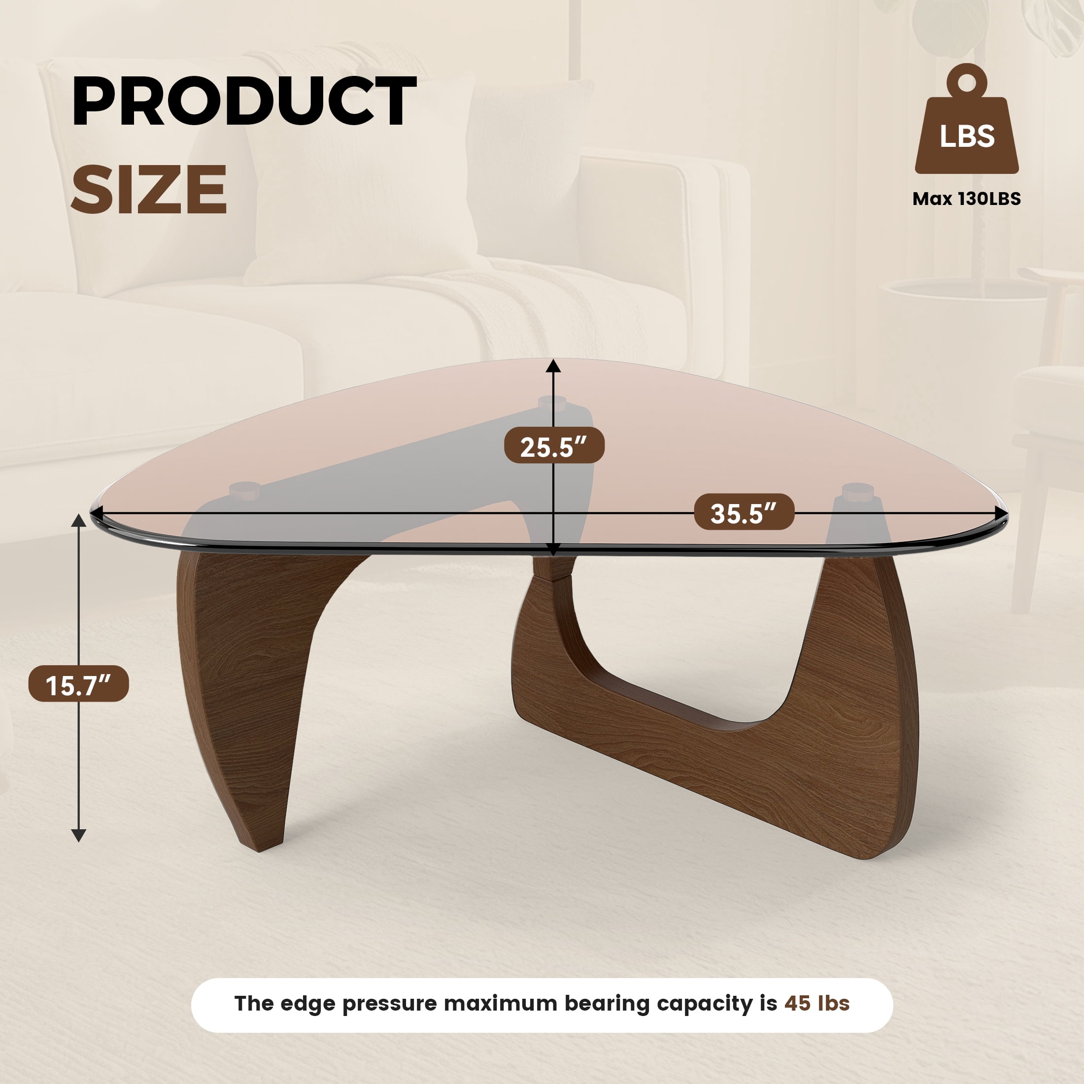 Daluvenix Modern Glass Coffee Table for Living Room, Mid Century Coffee Table, Triangle Small Coffee Tables, Suitable for Bedroom Living Room Reception Office Tables