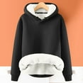 thumbnail image 2 of Women's Sherpa Lined Hoodie Autumn Winter Pullover Hoodies Solid Color Velvet Hoodie Lady,Thicken Wool Lined Hoodies,Pullover Hooded Sweatshirt, 2 of 4