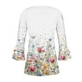thumbnail image 4 of Mittory Womens Summer Tops 3/4 Sleeve V Neck Floral Print Cotton Tunic Tops Trendy Flowy Tunic Tops, 4 of 5