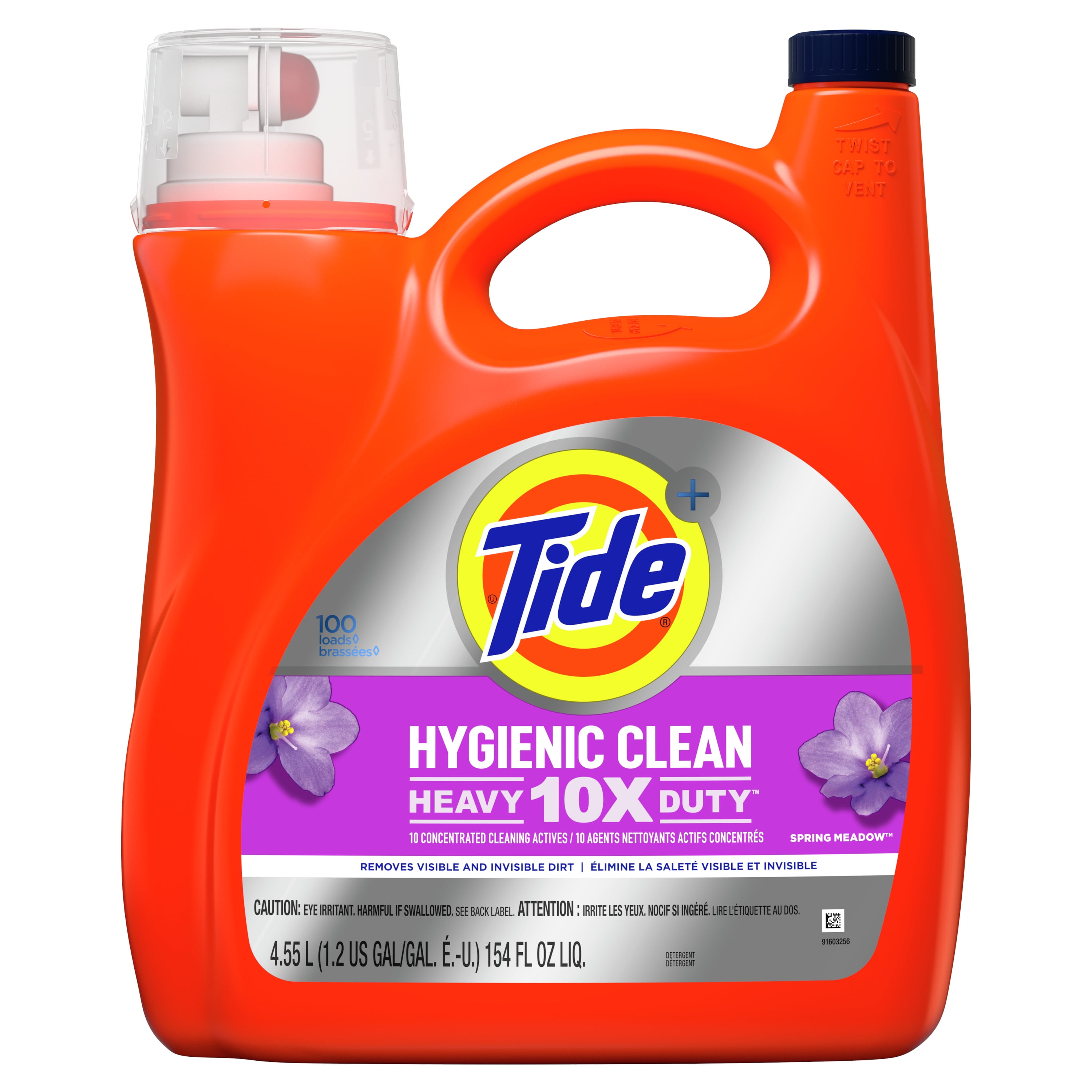 Tide Hygienic Clean Heavy 10x Duty Liquid Laundry Detergent Spring Meadow 100 Loads 154 Fl Oz Walmart Com