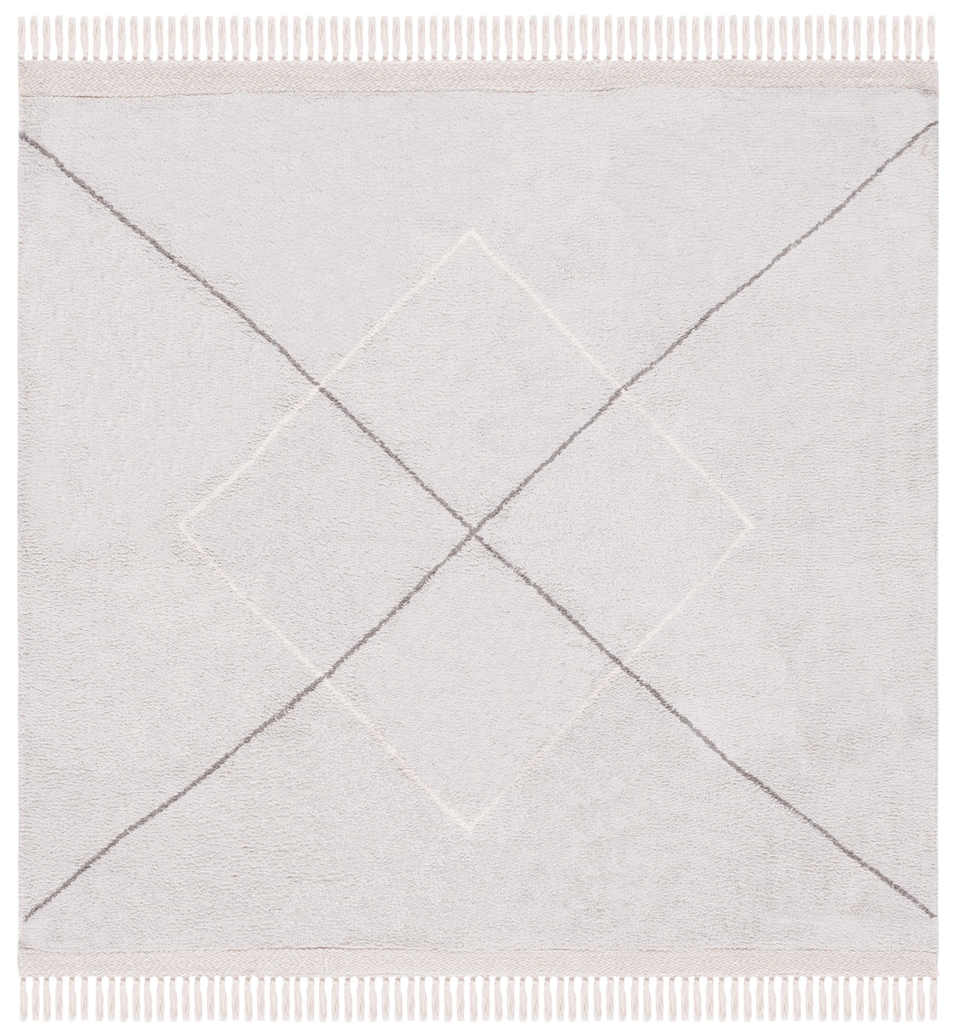 SAFAVIEH Easy Care Myrtle Cross Area Rug, 6' x 6' Square, Grey/Ivory