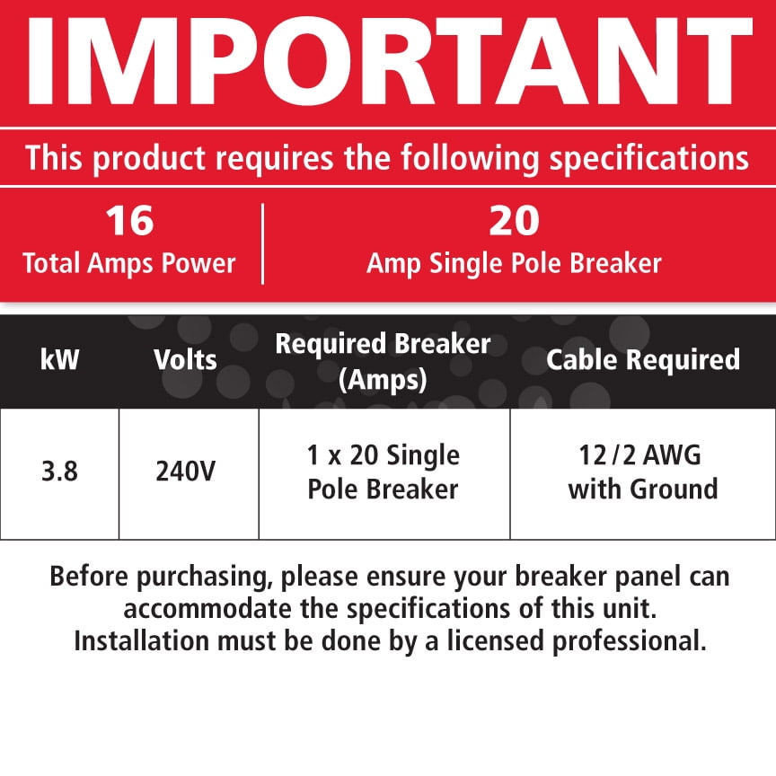 White Atmor AT-900-04 Tankless Water Heater Electric 3.8kW
