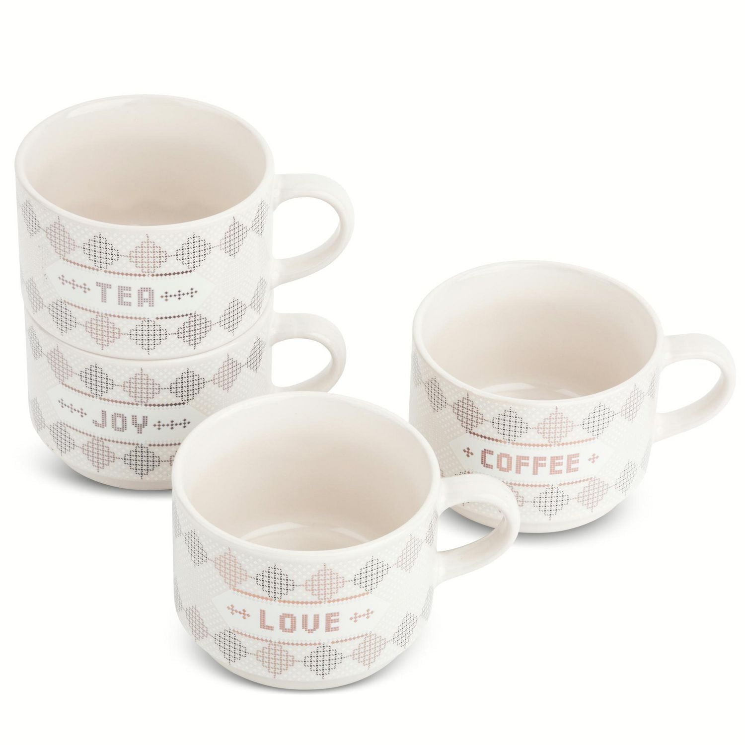 Thyme & Table Set of 4 Bistro Stackable Coffee Mugs, 11 fl oz, Mugs