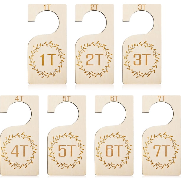 Separadores de armario de madera con forma de rótula para ropa de bebé de 1 a 7 pulgadas, 7 unidades